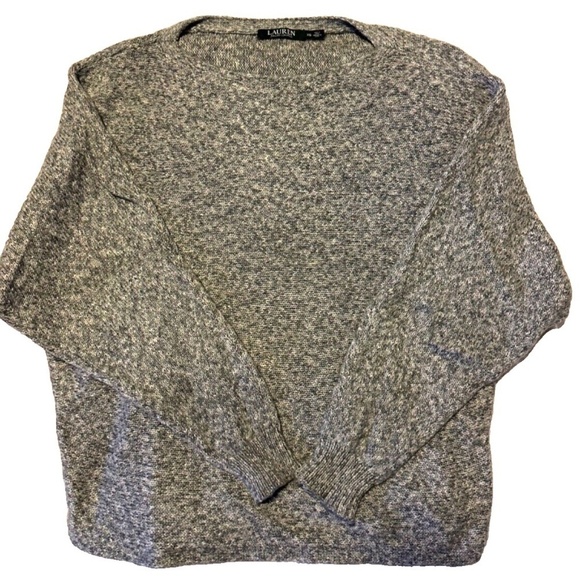 Lauren Ralph Lauren Long Sleeve Boat Neck Knit Sweater; Heather Charcoal; XS - Picture 1 of 3